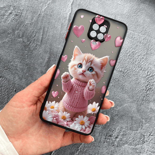 Чохол для Xiaomi Redmi Note 9s / Note 9 Pro / Note 9 Pro Max з захистом камери з котиком в квітах ромашки