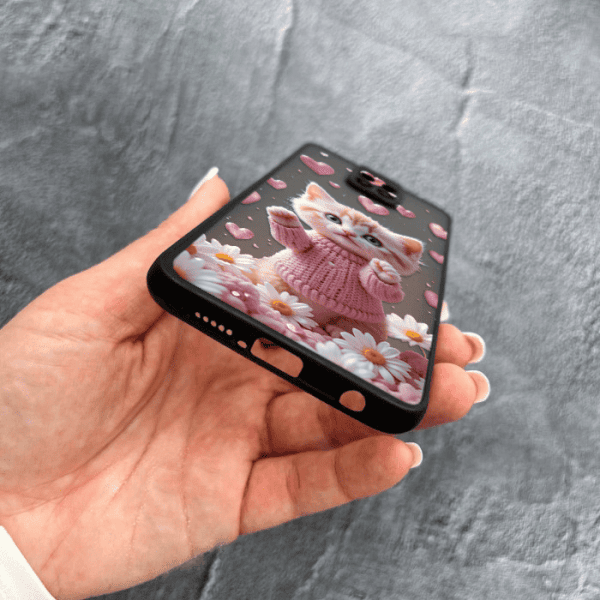 Чехол для Xiaomi Redmi Note 9s / Note 9 Pro / Note 9 Pro Max с защитой камеры с котом в цветах ромашки