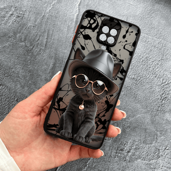 Чохол для Xiaomi Redmi Note 9s / Note 9 Pro / Note 9 Pro Max з захистом камери з котиком в капелюсі
