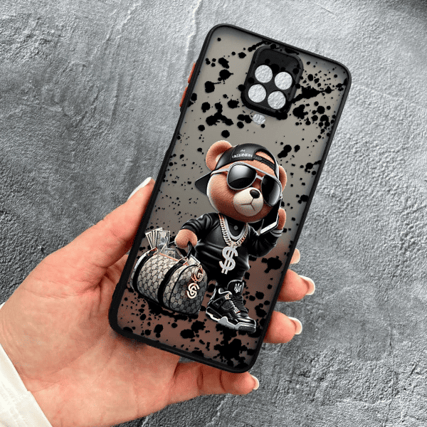 Чeхол для Xiaomi Redmi Note 9s / Note 9 Pro / Note 9 Pro Max с защитой камеры с мишкой Тедди