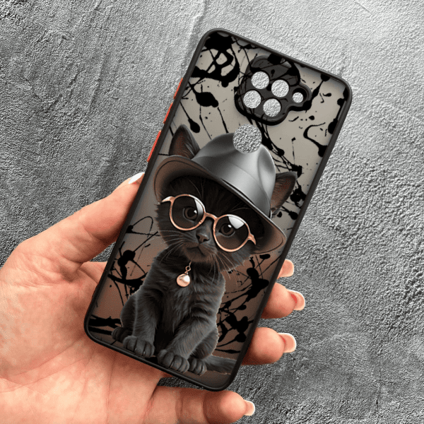 Чехол для Xiaomi Redmi Note 9 / Redmi 10X с защитой камеры с котом в шляпе