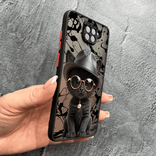 Чехол для Xiaomi Redmi Note 9 / Redmi 10X с защитой камеры с котом в шляпе