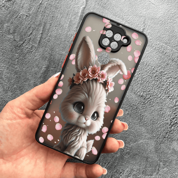 Чохол для Xiaomi Redmi Note 9 / Redmi 10X з захистом камери з зайчиком в пелюстках