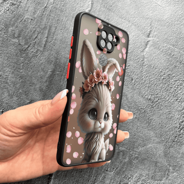 Чохол для Xiaomi Redmi Note 9 / Redmi 10X з захистом камери з зайчиком в пелюстках