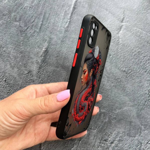 Чехол для Samsung Galaxy M30s / M21 с защитой камеры девушка с драконом