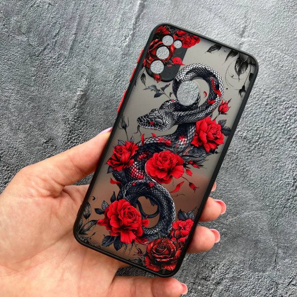 Чехол для Samsung Galaxy M30s / M21 с защитой камеры со змеей в цветах
