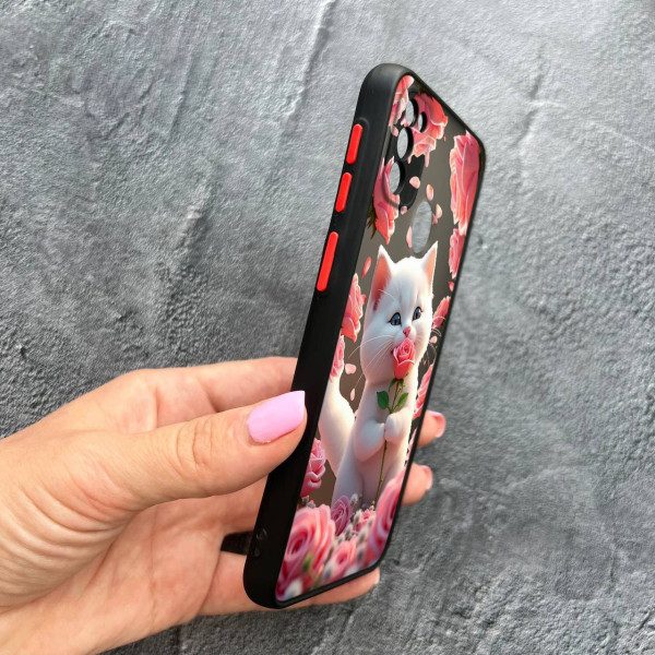 Чохол для Samsung Galaxy M30s / M21 з захистом камери з котиком в квітах трояндах