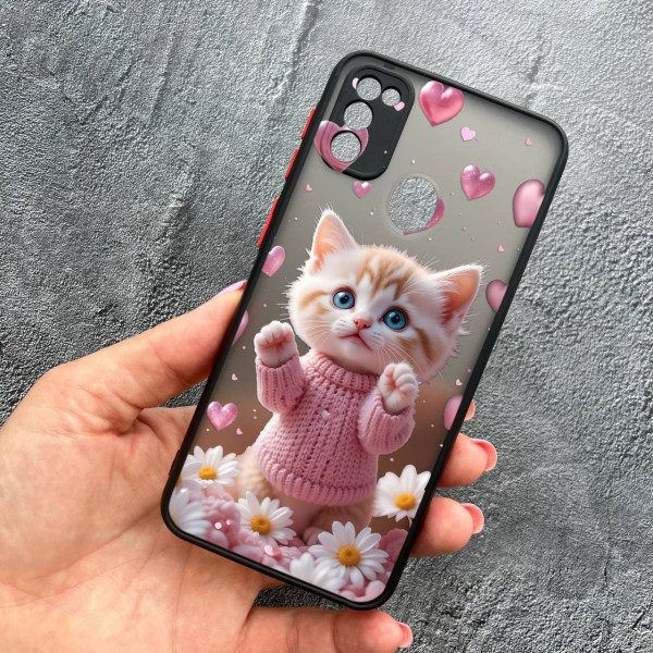 Чохол для Samsung Galaxy M30s / M21 з захистом камери з котиком в квітах ромашки