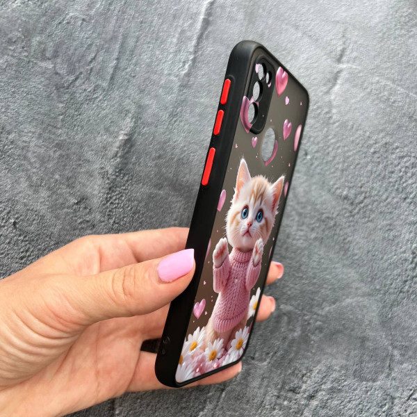 Чохол для Samsung Galaxy M30s / M21 з захистом камери з котиком в квітах ромашки