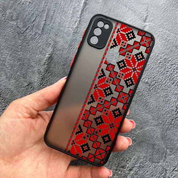 Чехол для Samsung Galaxy M30s/M21 с защитой камеры вышиванка красная