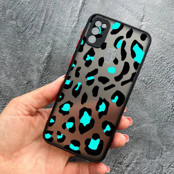 Чехол для Samsung Galaxy M30s / M21 с защитой камеры с бирюзовым леопардом