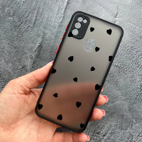 Чохол для Samsung Galaxy M30s / M21 з захистом камери чорні сердечки