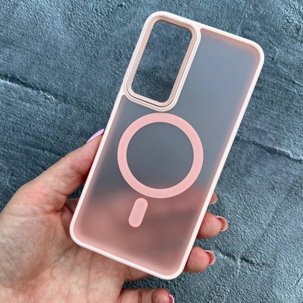 Чехол для Samsung Galaxy A55 с MagSafe персикового цвета