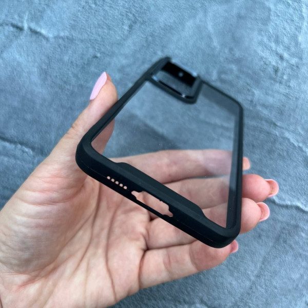 Чехол для Samsung Galaxy A55 с черным бортиком и металлической обводкой по камере