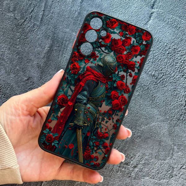 Чехол для Samsung Galaxy A25 с защитой камеры рыцарь в розах