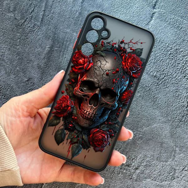 Чохол для Samsung Galaxy A25 з захистом камери череп в трояндах