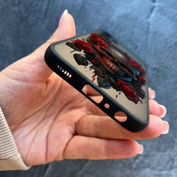 Чехол для Samsung Galaxy A25 с защитой камеры череп в розах