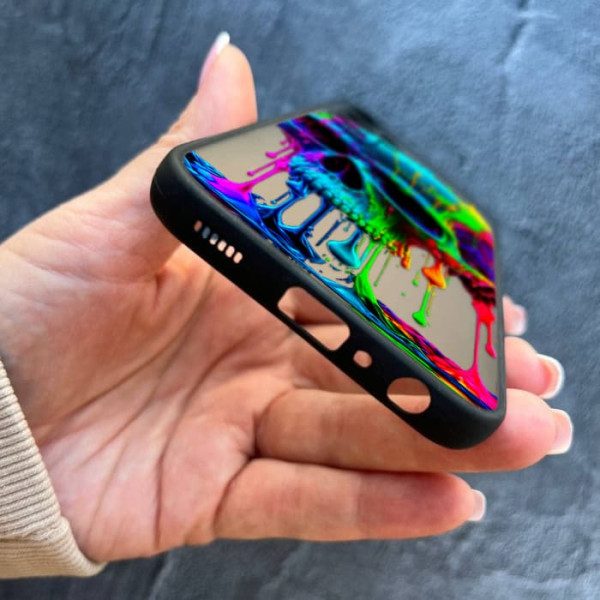Чехол для Samsung Galaxy A25 с защитой камеры череп цветной
