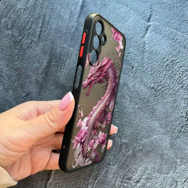 Чехол для Samsung Galaxy A24 с защитой камеры розовый дракон