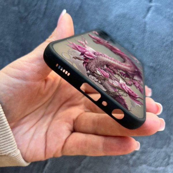 Чехол для Samsung Galaxy A24 с защитой камеры розовый дракон