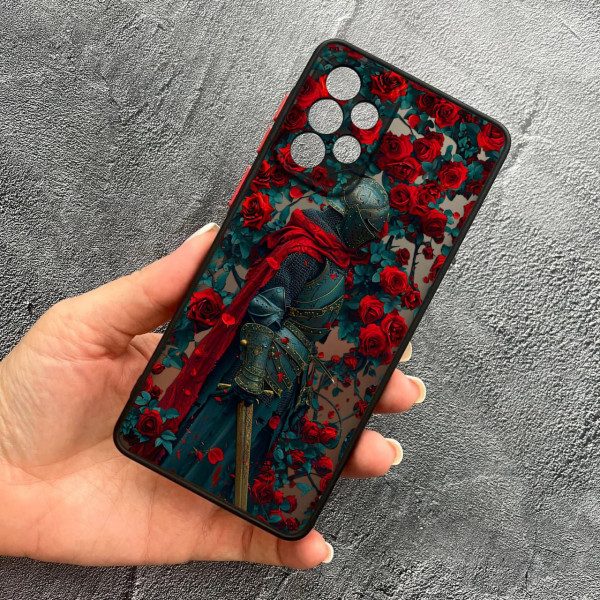 Чехол для Samsung Galaxy A72 4G / A72 5G с защитой камеры рыцарь в розах