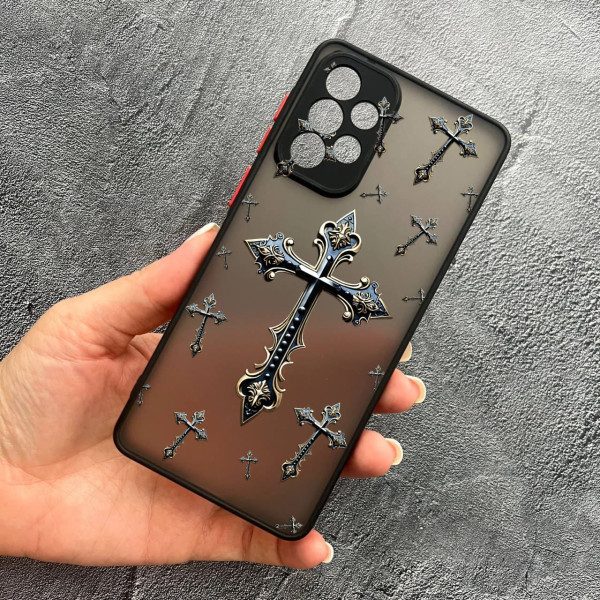 Чехол для Samsung Galaxy A72 4G / A72 5G с защитой камеры с крестом