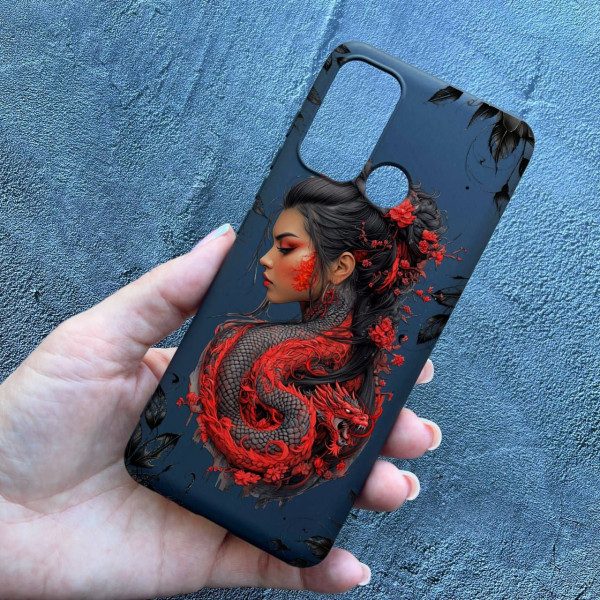 Чехол для Motorola G60 девушка с драконом