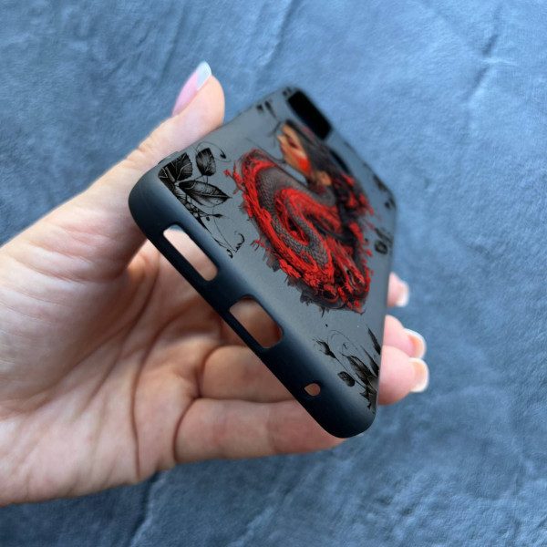 Чехол для Motorola G60 девушка с драконом