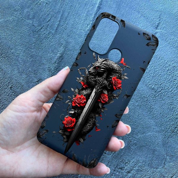 Чехол для Motorola G60 дракон с мечом