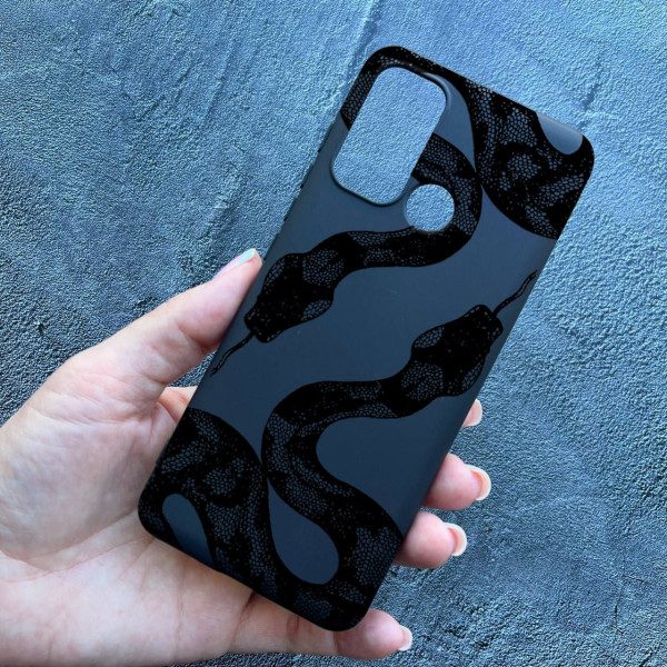 Чехол для Motorola G60 с черной змеей
