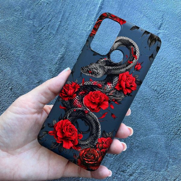 Чехол для Motorola G60 со змеей в цветах