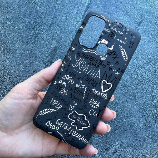Чехол для Motorola G60 патриотический слова черно-белые