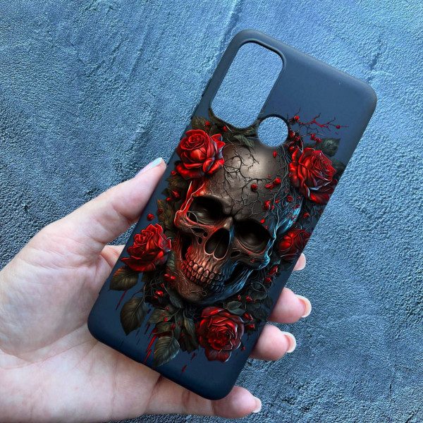 Чохол для Motorola G60 череп в трояндах