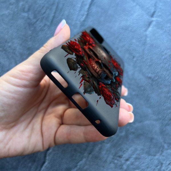 Чехол для Motorola G60 череп в розах