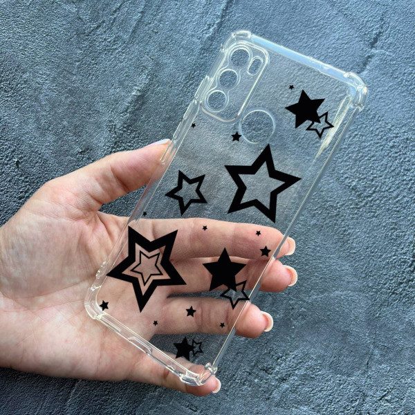 Чохол для Motorola G60 із захистом камери протиударний прозорий силіконовий чохол із зірками 