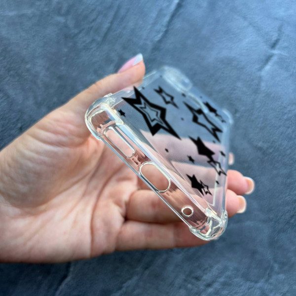 Чехол для Motorola G60 с защитой камеры противоударный прозрачный силиконовый чехол со звездами