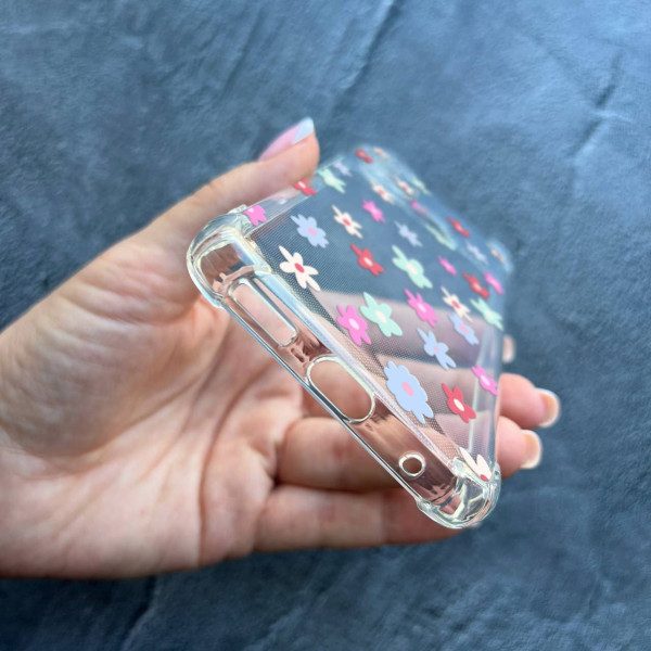 Чехол для Motorola G60 с защитой камеры противоударный прозрачный силиконовый чехол рисованные цветы