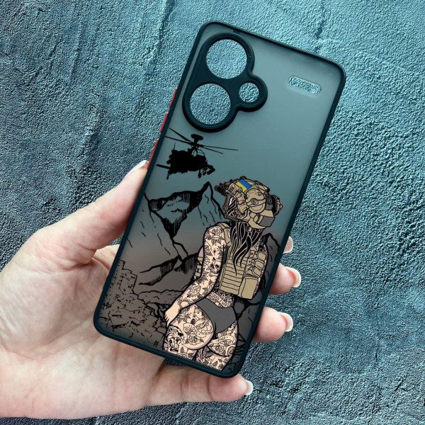 Чохол для Xiaomi Redmi Note 13 Pro Plus з захистом камери військова дівчина