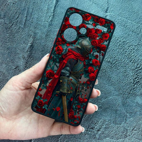 Чохол для Xiaomi Redmi Note 13 Pro Plus з захистом камери лицар в трояндах