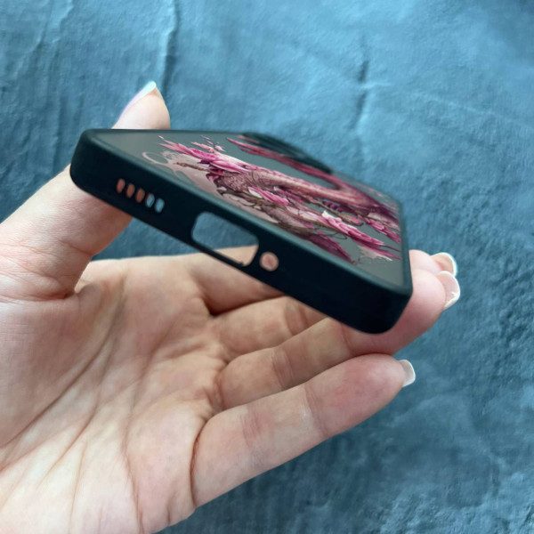 Чехол для Xiaomi Redmi Note 13 Pro Plus с защитой камеры розовый дракон