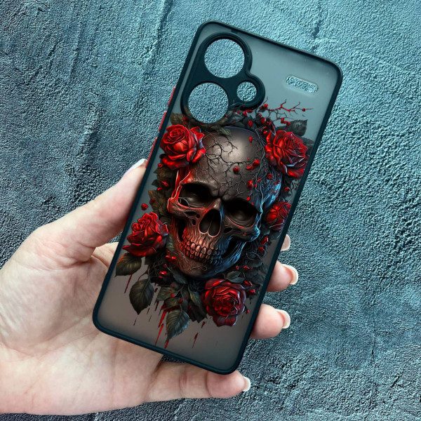 Чохол для Xiaomi Redmi Note 13 Pro Plus з захистом камери череп в трояндах