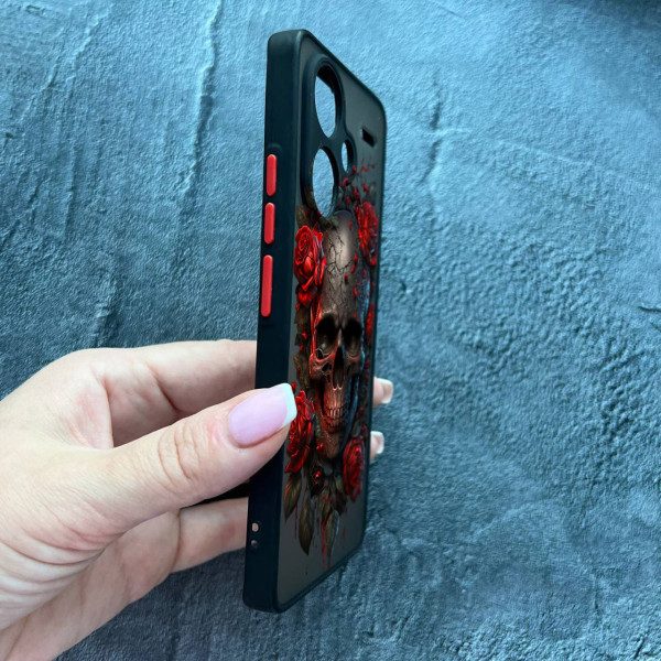 Чохол для Xiaomi Redmi Note 13 Pro Plus з захистом камери череп в трояндах