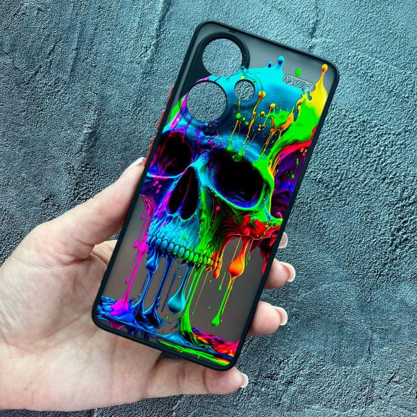 Чохол для Xiaomi Redmi Note 13 Pro Plus з захистом камери череп кольоровий