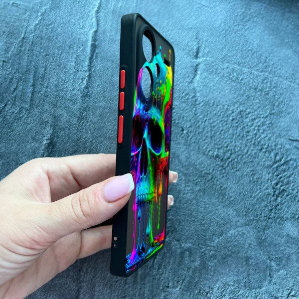 Чохол для Xiaomi Redmi Note 13 Pro Plus з захистом камери череп кольоровий