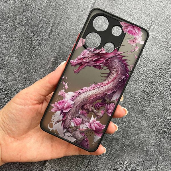 Чохол для Xiaomi Redmi Note 13 4G з захистом камери рожевий дракон