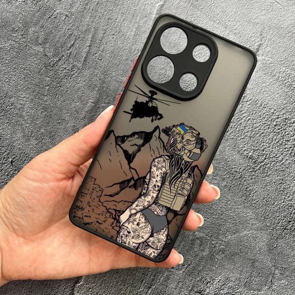 Чохол для Redmi Note 13 Pro 4G / Poco M6 Pro 4G / Xiaomi Redmi Note 14S з захистом камери військова дівчина