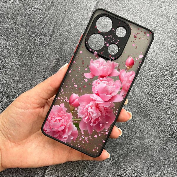 Чехол для Xiaomi Redmi Note 13 Pro 4G / Poco M6 Pro 4G / Xiaomi Redmi Note 14S с защитой камеры пионы весенние