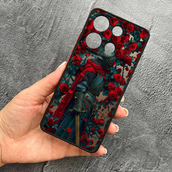 Чохол для Xiaomi Redmi Note 13 Pro 4G / Poco M6 Pro 4G / Xiaomi Redmi Note 14S з захистом камери лицар в трояндах
