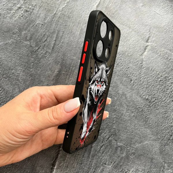 Чохол для Xiaomi Redmi Note 13 Pro 4G / Poco M6 Pro 4G / Xiaomi Redmi Note 14S з захистом камери з вовком