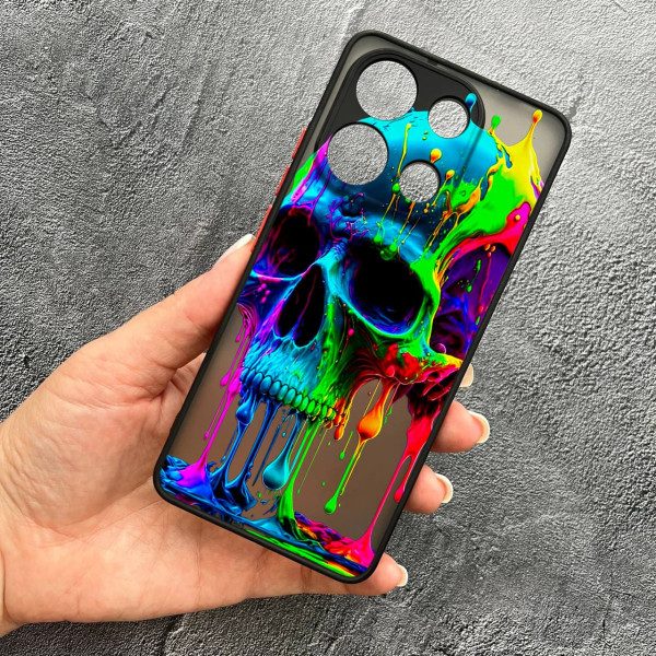 Чохол для Xiaomi Redmi Note 13 Pro 4G / Poco M6 Pro 4G / Xiaomi Redmi Note 14S з захистом камери череп кольоровий